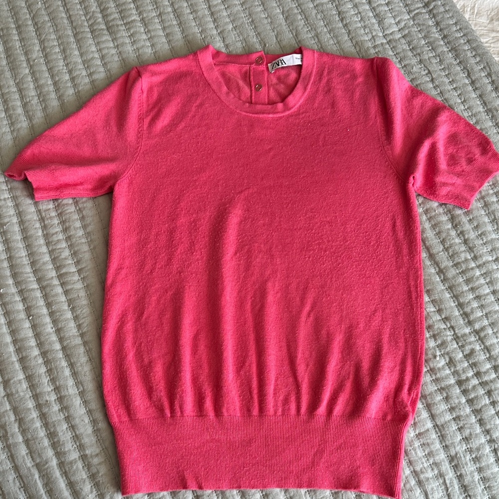 Zara Pink Short Sleeve Sweater